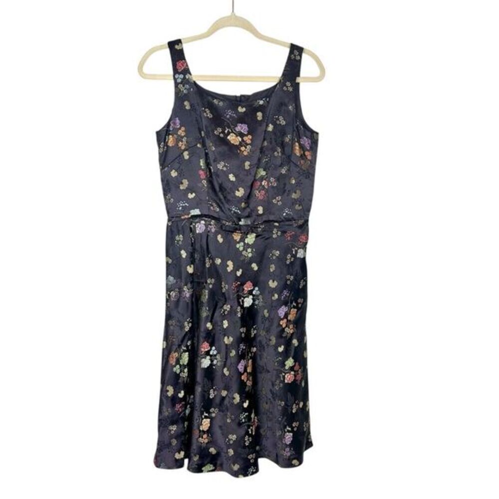 Vintage Yves Cossette Depeche Mode Midi Dress size 6 Black Asian Floral y2k 90s